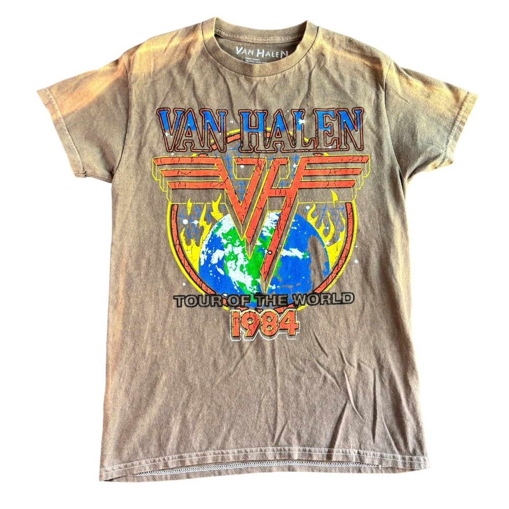 Van Halen 1984 Tour of the World Graphic T-Shirt Brown Unisex Size Small RN90355